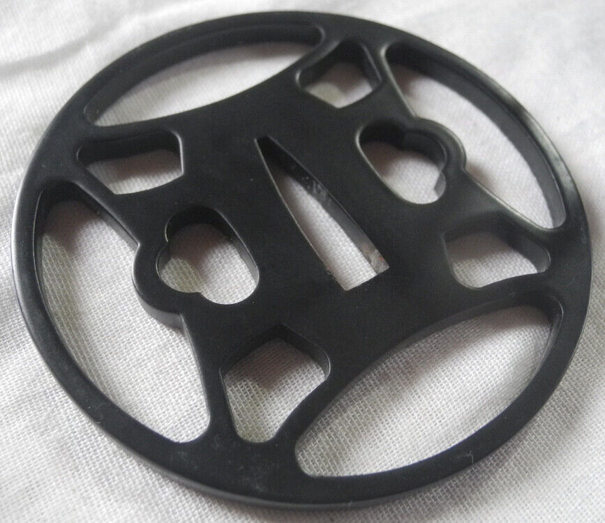 Japanese iron sword guard TSUBA(Habaki) with beautiful pattern SAMURAI