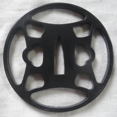 Japanese iron sword guard TSUBA(Habaki) with beautiful pattern SAMURAI