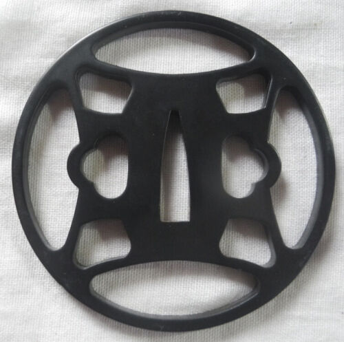 Japanese iron sword guard TSUBA(Habaki) with beautiful pattern SAMURAI