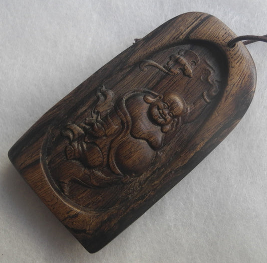 Vietnamese Natural Agarwood Budai statue sculpture 12,7g 沉香 Aquilaria Buddha