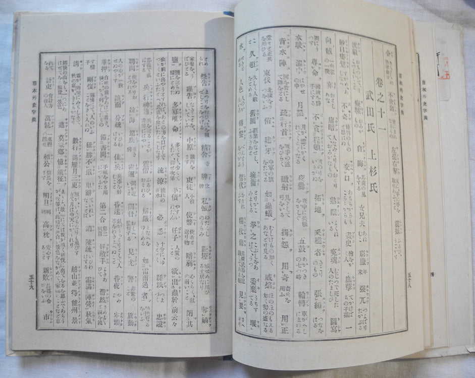Japanese old book Nihon Gaishi Jiten 日本外史字典 printed in Taisho era 1913 Kanbun