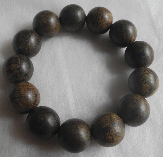 TOP! Vietnamese Natural Agarwood Bracelet Prayer beads 37g 17mm Aquilaria...